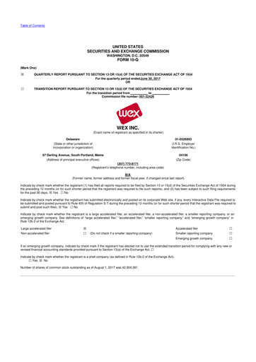 Thumbnail WEX 10-Q Quarterly Report FY2017 