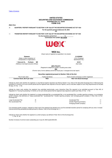 Thumbnail WEX 10-Q Quarterly Report FY2023 