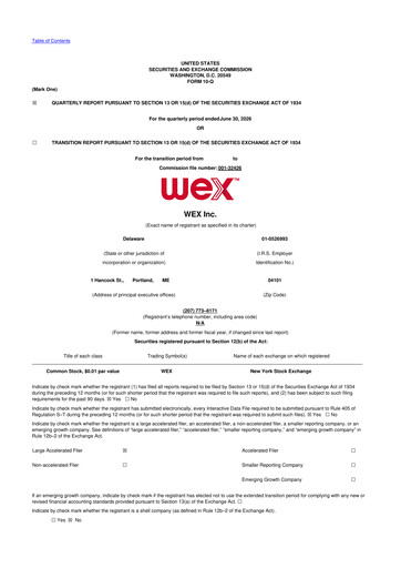Vorschaubild WEX 10-Q Quartalsbericht 2026 