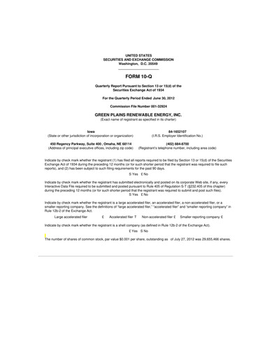 Thumbnail Green Plains 10-Q Quarterly Report FY2012 