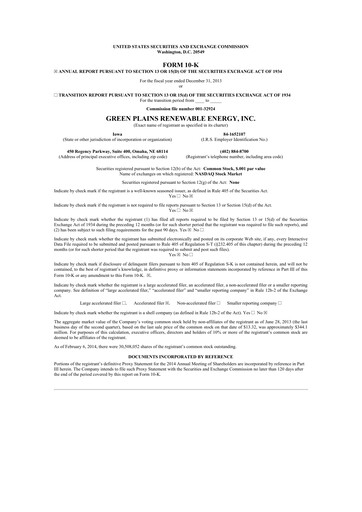 Thumbnail Green Plains 10-K Annual Report 2013