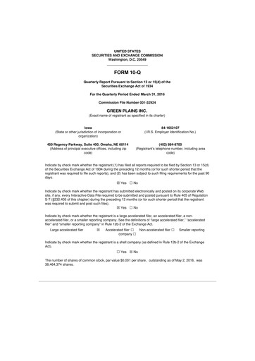Thumbnail Green Plains 10-Q Quarterly Report FY2016 