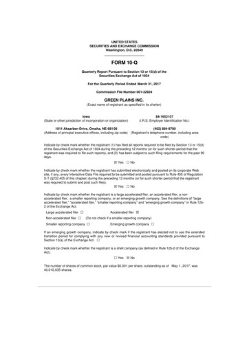 Thumbnail Green Plains 10-Q Quarterly Report FY2017 