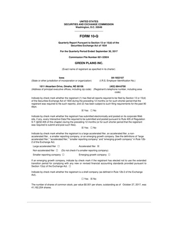 Thumbnail Green Plains 10-Q Quarterly Report FY2017 