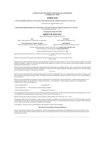 Thumbnail Green Plains 10-K Annual Report 2017