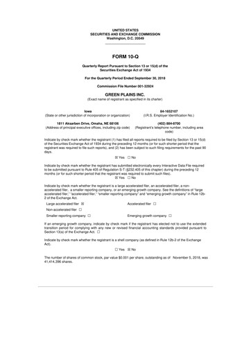Thumbnail Green Plains 10-Q Quarterly Report FY2018 