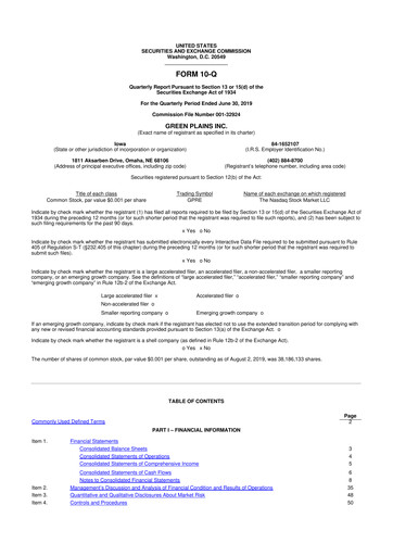 Thumbnail Green Plains 10-Q Quarterly Report FY2019 