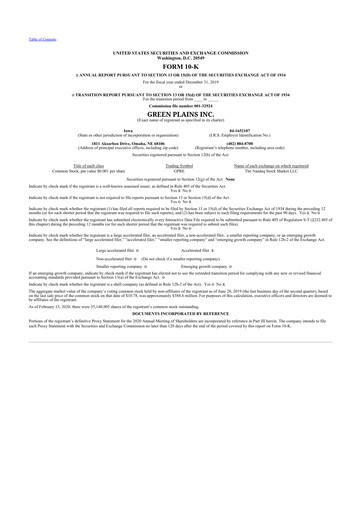 Thumbnail Green Plains 10-K Annual Report 2019