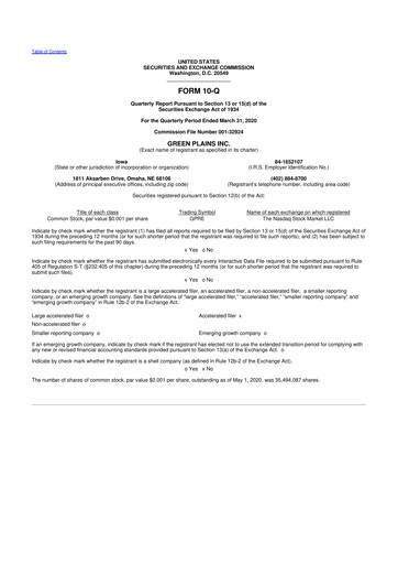 Thumbnail Green Plains 10-Q Quarterly Report FY2020 