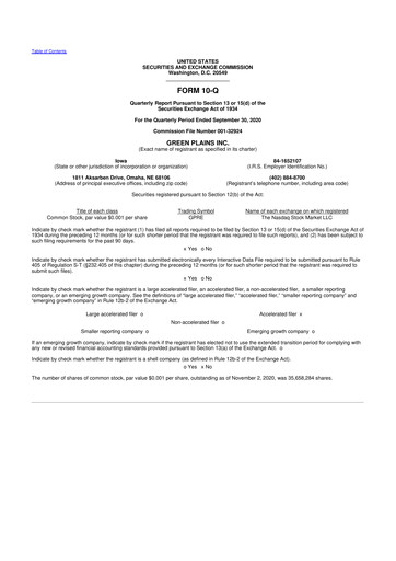 Thumbnail Green Plains 10-Q Quarterly Report FY2020 