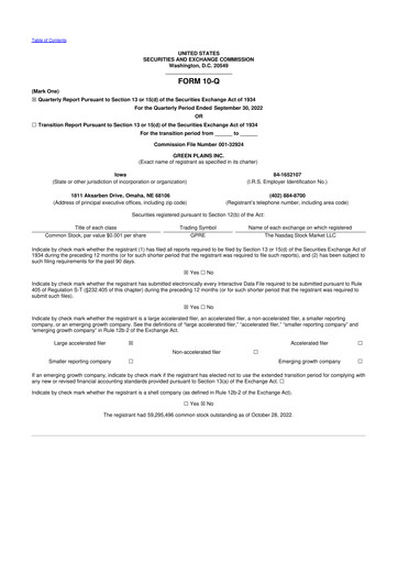 Thumbnail Green Plains 10-Q Quarterly Report FY2022 