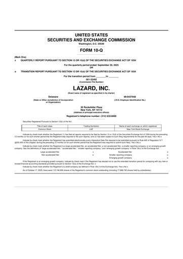 Thumbnail Lazard 10-Q Quarterly Report FY2025 
