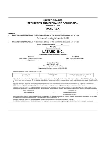Thumbnail Lazard 10-Q Quarterly Report FY2026 Q3