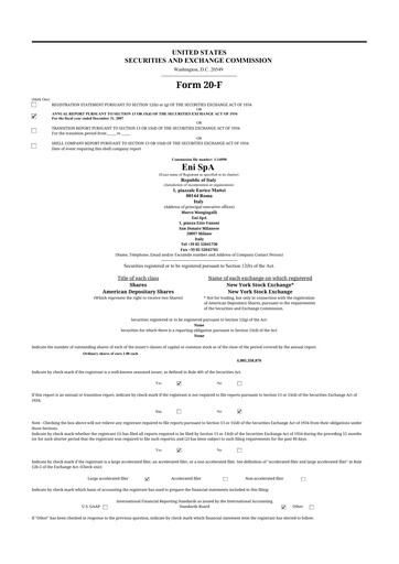 Vorschaubild ENI 20-F Jahresbericht 