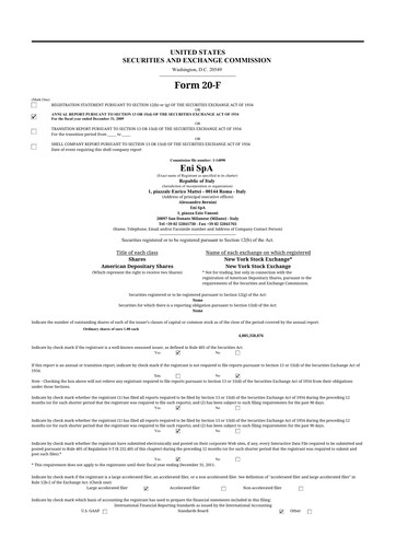 Vorschaubild ENI 20-F Jahresbericht 