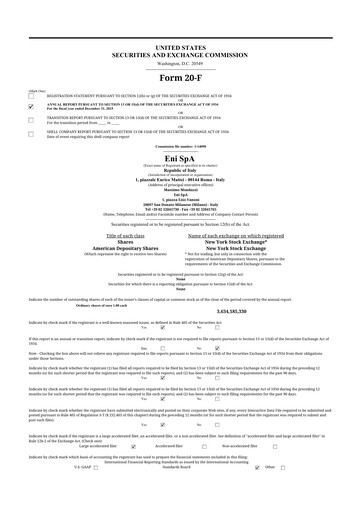 Vorschaubild ENI 20-F Jahresbericht 