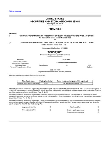Vorschaubild Sonos
 10-Q Quartalsbericht 2020 