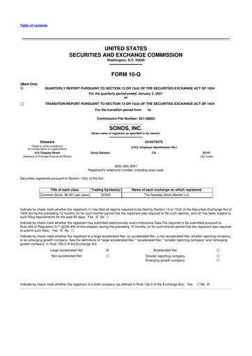 Vorschaubild Sonos
 10-Q Quartalsbericht 2021 