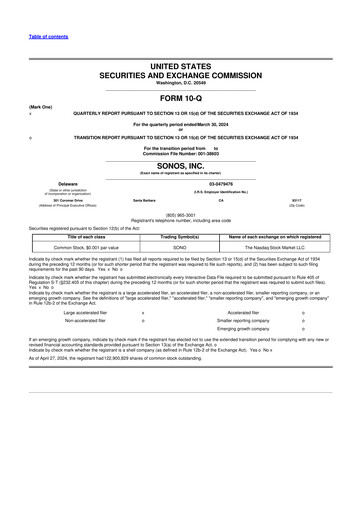Vorschaubild Sonos
 10-Q Quartalsbericht 2024 