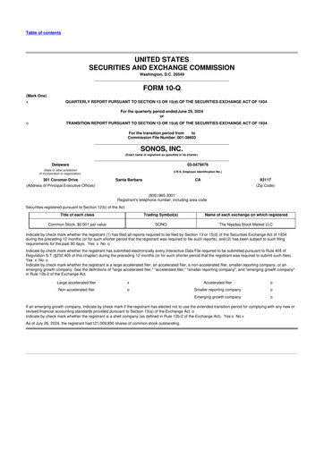 Vorschaubild Sonos
 10-Q Quartalsbericht 2024 