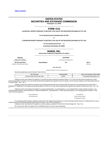 Vorschaubild Sonos
 10-Q Quartalsbericht 2025 
