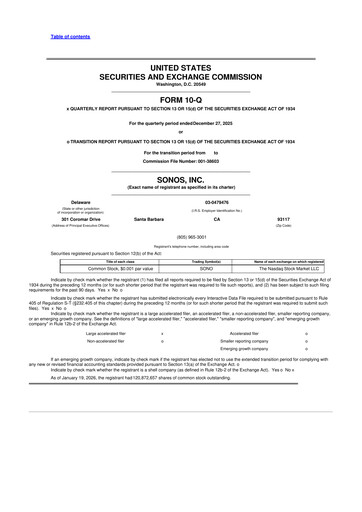 Vorschaubild Sonos
 10-Q Quartalsbericht 2026 