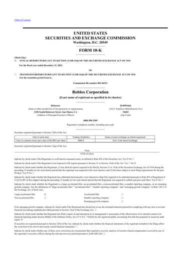 Thumbnail Roblox 10-K Annual Report 2024