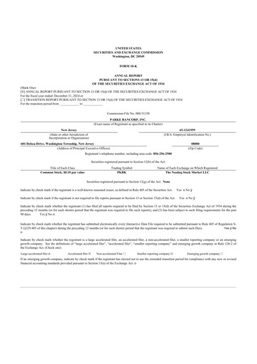 Thumbnail Parke Bancorp 10-K Annual Report 2024