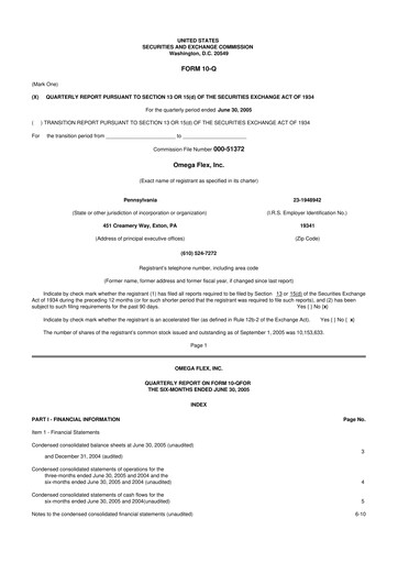 Thumbnail Omega Flex 10-Q Quarterly Report FY 