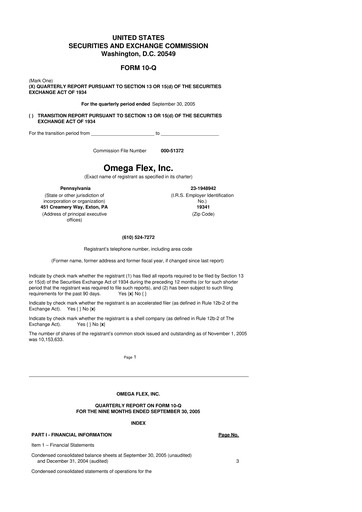 Thumbnail Omega Flex 10-Q Quarterly Report FY 