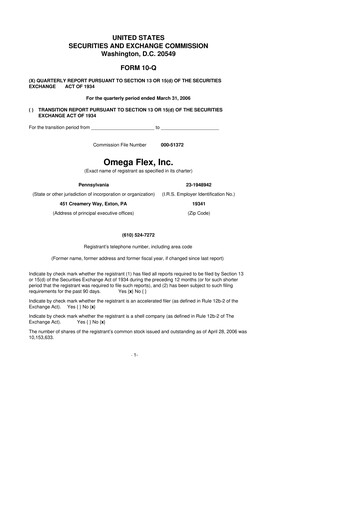 Thumbnail Omega Flex 10-Q Quarterly Report FY 