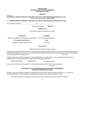 Thumbnail Omega Flex 10-Q Quarterly Report FY 