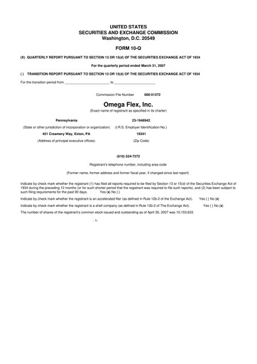Thumbnail Omega Flex 10-Q Quarterly Report FY 