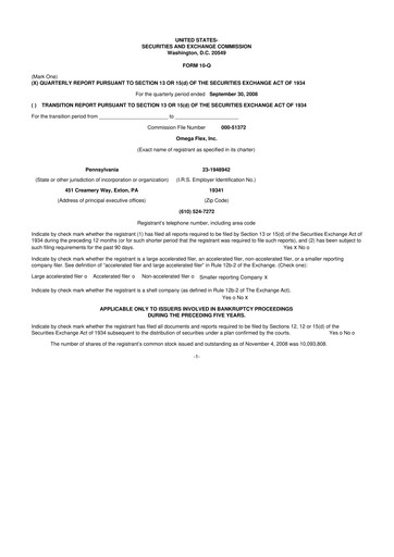 Thumbnail Omega Flex 10-Q Quarterly Report FY 