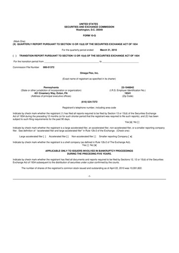 Thumbnail Omega Flex 10-Q Quarterly Report FY 