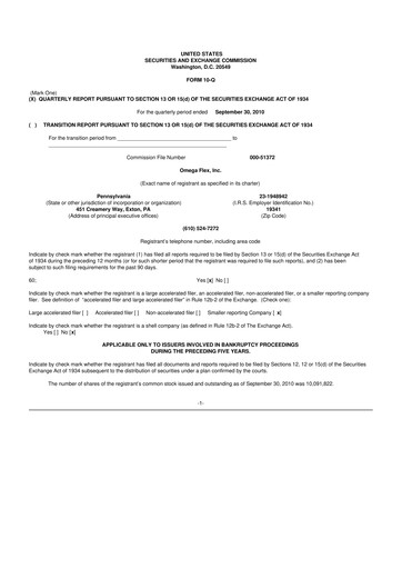 Thumbnail Omega Flex 10-Q Quarterly Report FY 