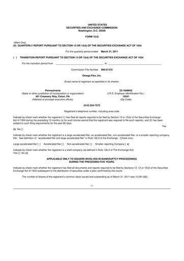 Thumbnail Omega Flex 10-Q Quarterly Report FY 