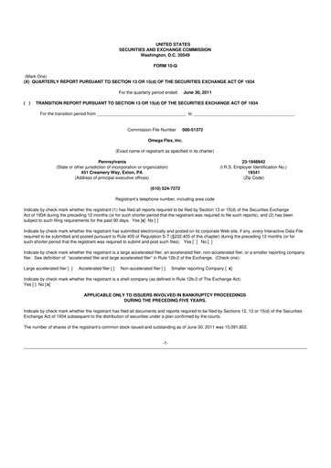 Thumbnail Omega Flex 10-Q Quarterly Report FY 