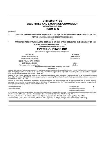 Thumbnail Everi Holdings
 10-Q Quarterly Report FY2018 