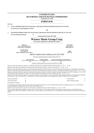 Thumbnail Warner Music Group
 10-K Annual Report 2019