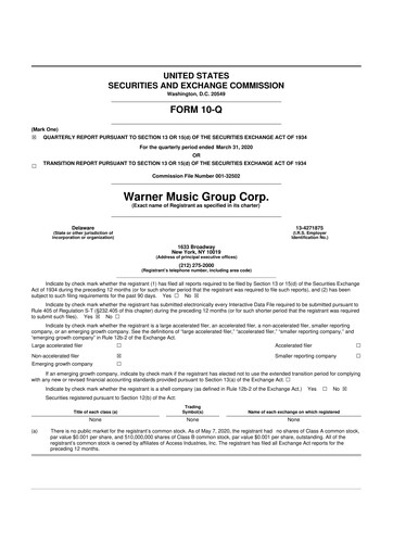 Vorschaubild Warner Music Group
 10-Q Quartalsbericht 2020 