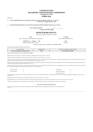 Thumbnail Designer Brands
 10-K Annual Report 2019