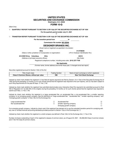 Thumbnail Designer Brands
 10-Q Quarterly Report FY2021 