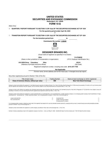 Thumbnail Designer Brands
 10-Q Quarterly Report FY2022 