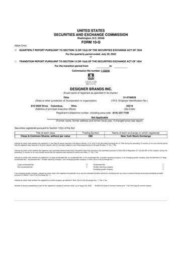 Thumbnail Designer Brands
 10-Q Quarterly Report FY2022 