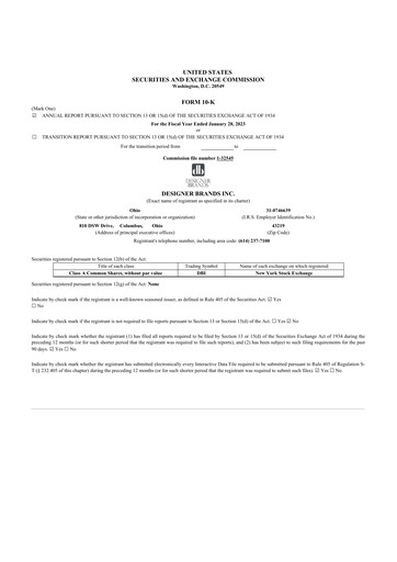 Thumbnail Designer Brands
 10-K Annual Report 2022