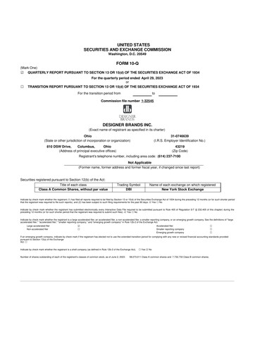 Thumbnail Designer Brands
 10-Q Quarterly Report FY2023 