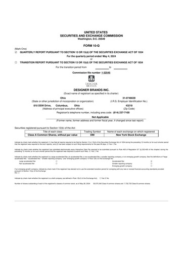 Thumbnail Designer Brands
 10-Q Quarterly Report FY2024 