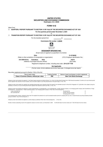 Thumbnail Designer Brands
 10-Q Quarterly Report FY2024 