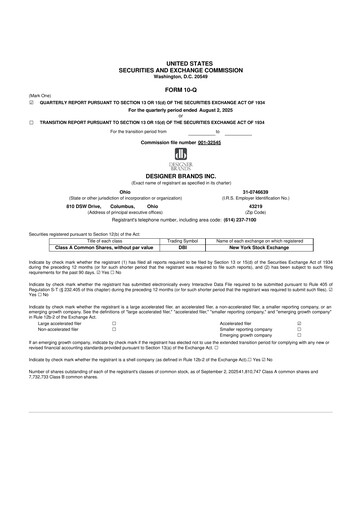 Thumbnail Designer Brands
 10-Q Quarterly Report FY2025 